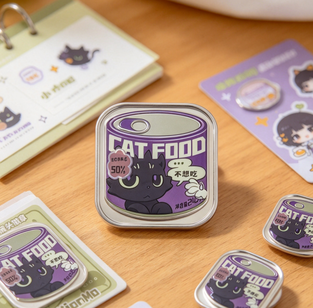 Can-Shaped Tin Badge, Cat & Dog Series
