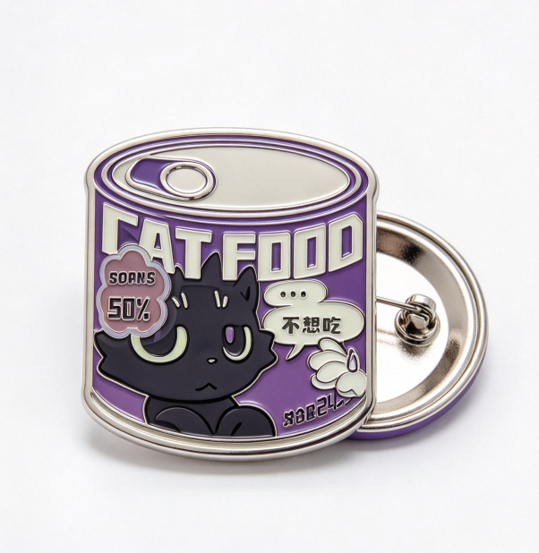 Can-Shaped Tin Badge, Cat & Dog Series