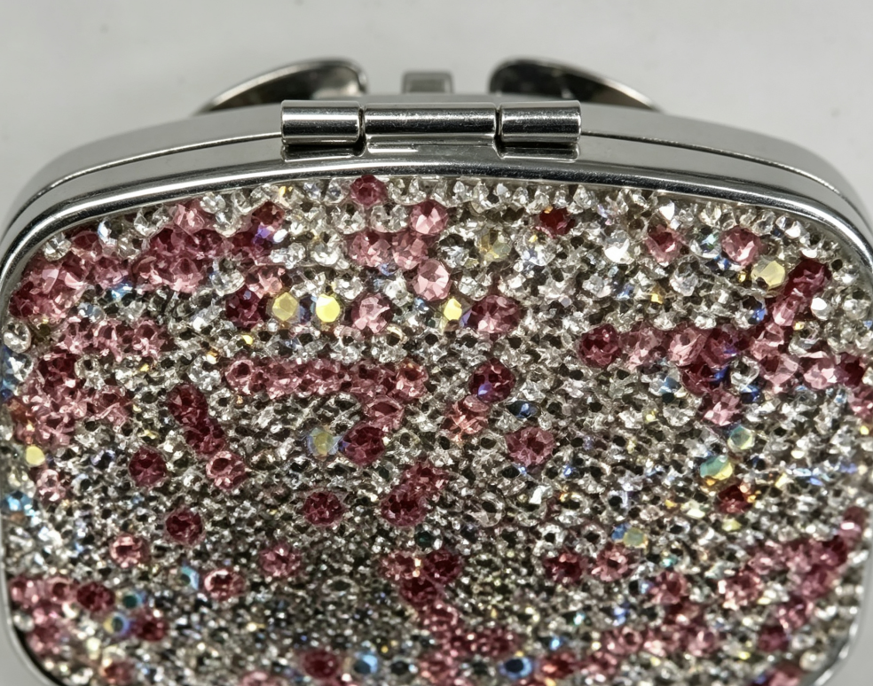 Rhinestone-Decorated Mini Metal Storage Case