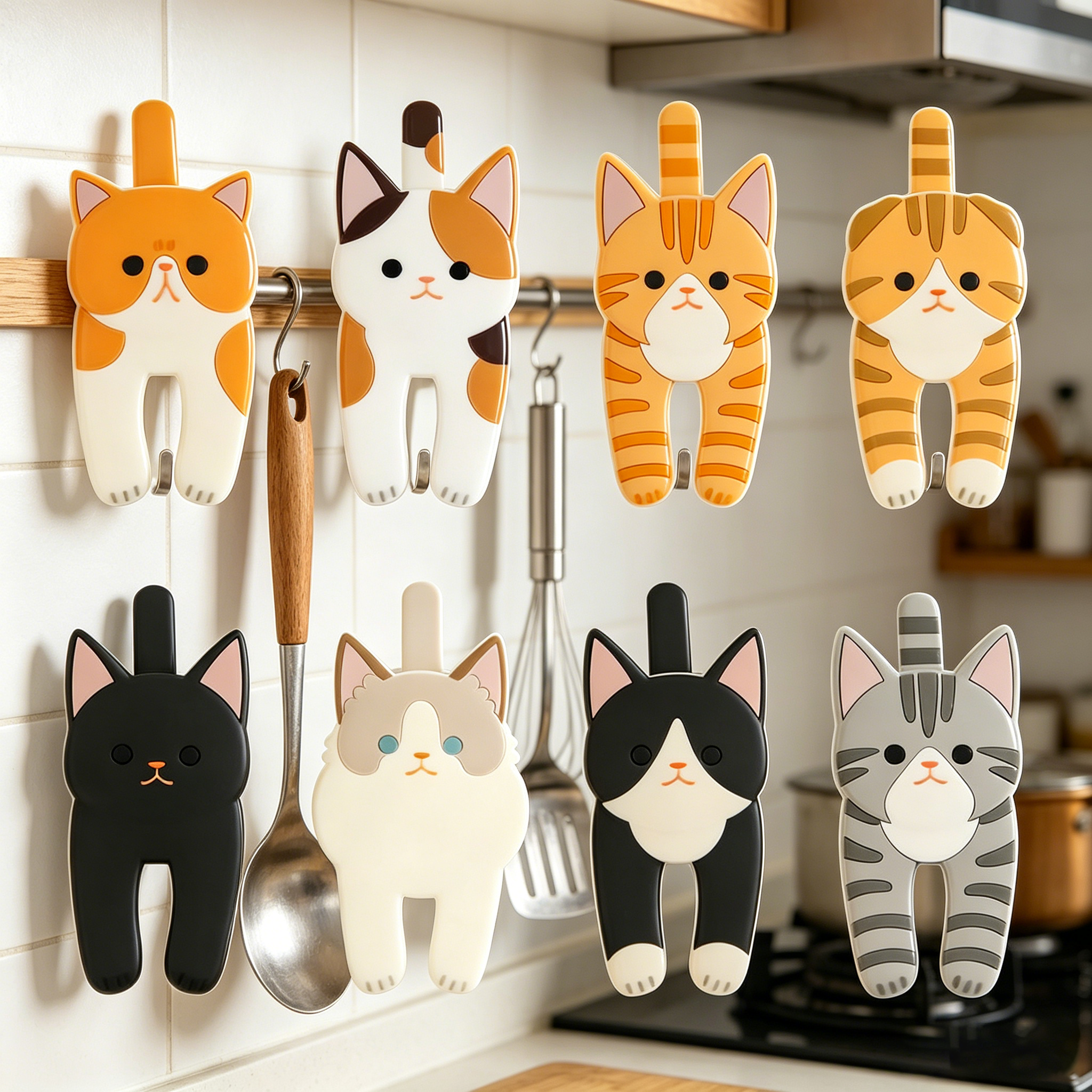 Cat-Shaped Silicone Adhesive Hook