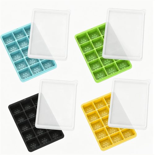 Snowflake Silicone Ice Tray with Lid (4-Color Set)