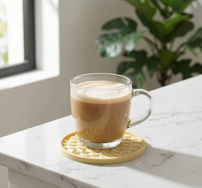 Round 3D Diamond-Pattern Silicone Coaster
