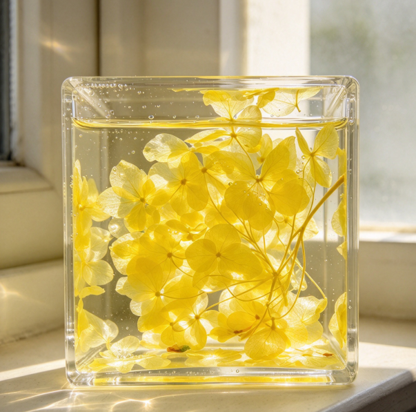 Liquid-Encapsulated Pressed Flower Acrylic Cube
