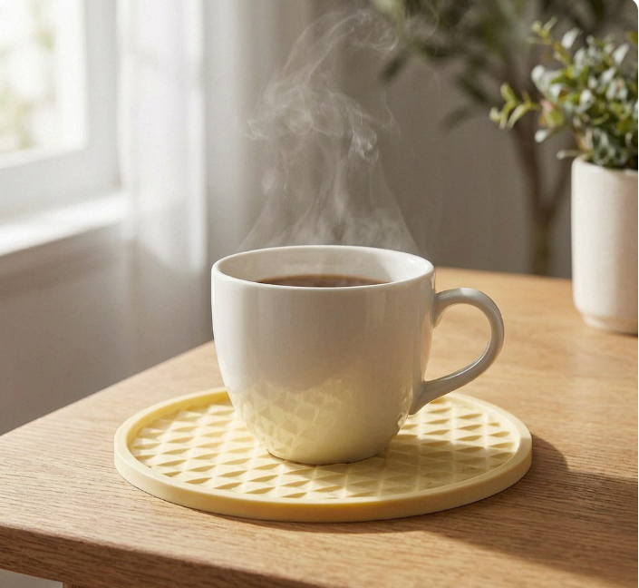 Round 3D Diamond-Pattern Silicone Coaster
