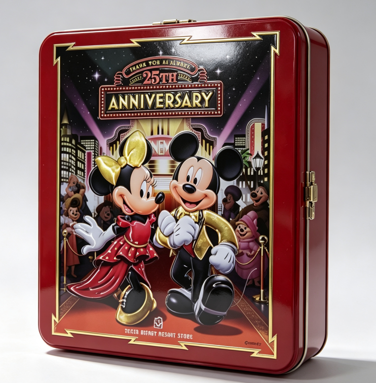 Square Tin Can with Embossed Print