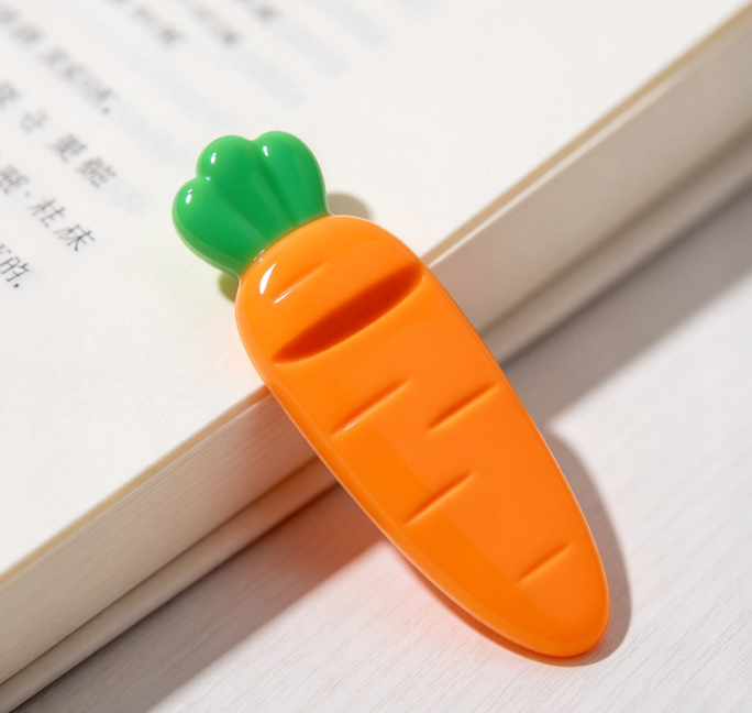 Carrot-Shaped Silicone Epoxy 3D Bookmark